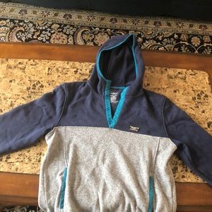 LL Bean Pullover Two Tone Hooded Fleece Sweatshirt (Mens)